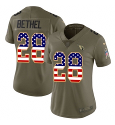 Women's Nike Arizona Cardinals #28 Justin Bethel Limited Olive/USA Flag 2017 Salute to Service NFL Jersey