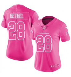 Women's Nike Arizona Cardinals #28 Justin Bethel Limited Pink Rush Fashion NFL Jersey