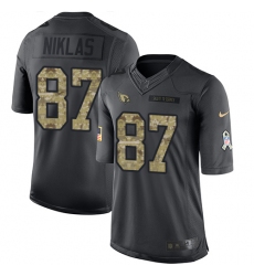 Men's Nike Arizona Cardinals #87 Troy Niklas Limited Black 2016 Salute to Service NFL Jersey