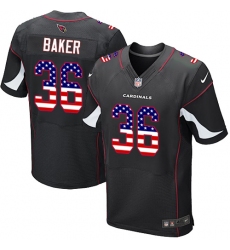 Men's Nike Arizona Cardinals #36 Budda Baker Elite Black Alternate USA Flag Fashion NFL Jersey