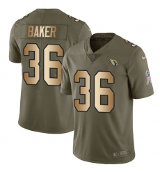 Men's Nike Arizona Cardinals #36 Budda Baker Limited Olive/Gold 2017 Salute to Service NFL Jersey