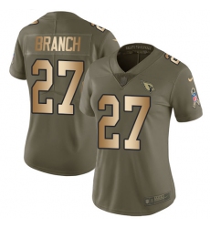 Women's Nike Arizona Cardinals #27 Tyvon Branch Limited Olive/Gold 2017 Salute to Service NFL Jersey