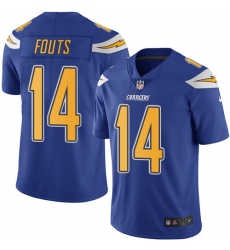 Men's Nike Los Angeles Chargers #14 Dan Fouts Limited Electric Blue Rush Vapor Untouchable NFL Jersey