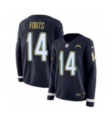 Women's Nike Los Angeles Chargers #14 Dan Fouts Limited Navy Blue Therma Long Sleeve NFL Jersey