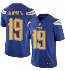 Men's Nike Los Angeles Chargers #19 Lance Alworth Limited Electric Blue Rush Vapor Untouchable NFL Jersey