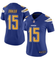 Women's Nike Los Angeles Chargers #15 Dontrelle Inman Limited Electric Blue Rush Vapor Untouchable NFL Jersey