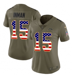 Women's Nike Los Angeles Chargers #15 Dontrelle Inman Limited Olive/USA Flag 2017 Salute to Service NFL Jersey