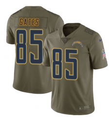Youth Nike Los Angeles Chargers #85 Antonio Gates Limited Olive 2017 Salute to Service NFL Jersey