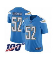 Men's Los Angeles Chargers #52 Denzel Perryman Electric Blue Alternate Vapor Untouchable Limited Player 100th Season Football Jersey
