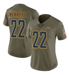 Women's Nike Los Angeles Chargers #22 Jason Verrett Limited Olive 2017 Salute to Service NFL Jersey