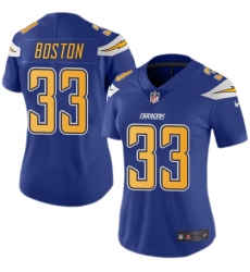 Women's Nike Los Angeles Chargers #33 Tre Boston Limited Electric Blue Rush Vapor Untouchable NFL Jersey