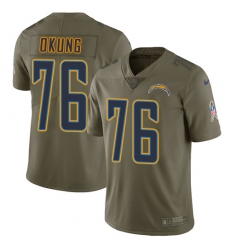 Men's Nike Los Angeles Chargers #76 Russell Okung Limited Olive 2017 Salute to Service NFL Jersey