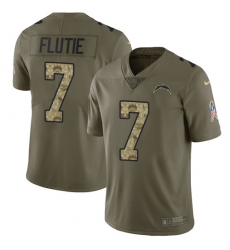 Men's Nike Los Angeles Chargers #7 Doug Flutie Limited Olive/Camo 2017 Salute to Service NFL Jersey