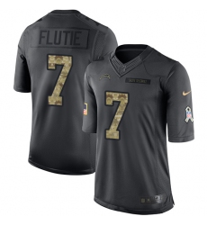 Youth Nike Los Angeles Chargers #7 Doug Flutie Limited Black 2016 Salute to Service NFL Jersey