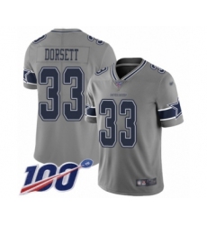 Men's Dallas Cowboys #33 Tony Dorsett Limited Gray Inverted Legend 100th Season Football Jersey