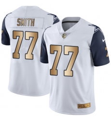 Men's Nike Dallas Cowboys #77 Tyron Smith Limited White/Gold Rush NFL Jersey