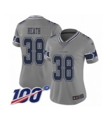 Women's Dallas Cowboys #38 Jeff Heath Limited Gray Inverted Legend 100th Season Football Jersey