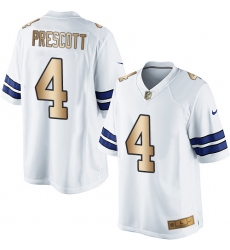 Men's Nike Dallas Cowboys #4 Dak Prescott Limited White/Gold NFL Jersey