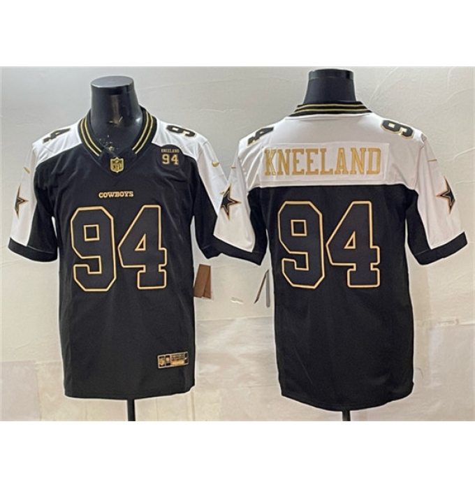 Men's Dallas Cowboys #94 Marshawn Kneeland Black Gold 2025 F.U.S.E. 94 Marshawn Kneeland Memorial Vapor Limited Stitched Football Jersey