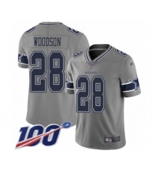Youth Dallas Cowboys #28 Darren Woodson Limited Gray Inverted Legend 100th Season Football Jersey