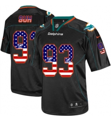 Men's Nike Miami Dolphins #93 Ndamukong Suh Elite Black USA Flag Fashion NFL Jersey