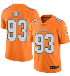 Youth Nike Miami Dolphins #93 Ndamukong Suh Limited Orange Rush Vapor Untouchable NFL Jersey