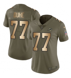 Women's Nike Miami Dolphins #77 Adam Joseph Duhe Limited Olive/Gold 2017 Salute to Service NFL Jersey