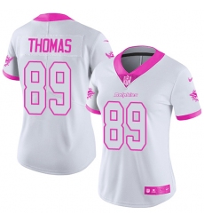 Women's Nike Miami Dolphins #89 Julius Thomas Limited White/Pink Rush Fashion NFL Jersey