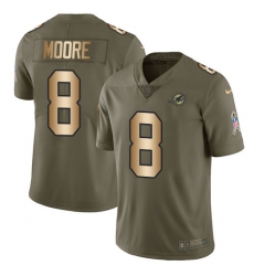 Men's Nike Miami Dolphins #8 Matt Moore Limited Olive/Gold 2017 Salute to Service NFL Jersey