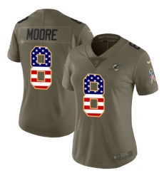 Women's Nike Miami Dolphins #8 Matt Moore Limited Olive/USA Flag 2017 Salute to Service NFL Jersey