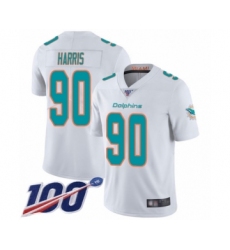 Men's Miami Dolphins #90 Charles Harris White Vapor Untouchable Limited Player 100th Season Football Jersey