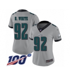 Women's Philadelphia Eagles #92 Reggie White Limited Silver Inverted Legend 100th Season Football Jersey