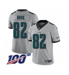 Men's Philadelphia Eagles #82 Mike Quick Limited Silver Inverted Legend 100th Season Football Jersey