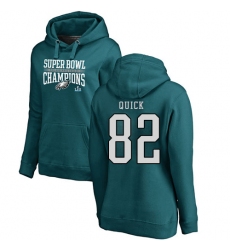 Women's Nike Philadelphia Eagles #82 Mike Quick Green Super Bowl LII Champions Pullover Hoodie