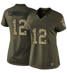 Women's Nike Philadelphia Eagles #12 Randall Cunningham Elite Green Salute to Service NFL Jersey