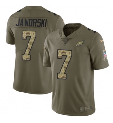 Men's Nike Philadelphia Eagles #7 Ron Jaworski Limited Olive/Camo 2017 Salute to Service NFL Jersey