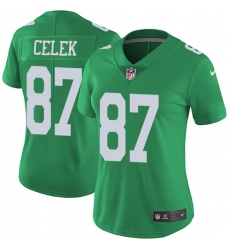 Women's Nike Philadelphia Eagles #87 Brent Celek Limited Green Rush Vapor Untouchable NFL Jersey