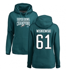 Women's Nike Philadelphia Eagles #61 Stefen Wisniewski Green Super Bowl LII Champions Pullover Hoodie