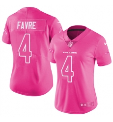 Women's Nike Atlanta Falcons #4 Brett Favre Limited Pink Rush Fashion NFL Jersey