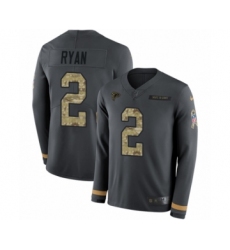 Youth Nike Atlanta Falcons #2 Matt Ryan Limited Black Salute to Service Therma Long Sleeve NFL Jersey