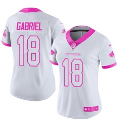 Women's Nike Atlanta Falcons #18 Taylor Gabriel Limited White/Pink Rush Fashion NFL Jersey