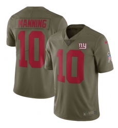 Men's Nike New York Giants #10 Eli Manning Limited Olive 2017 Salute to Service NFL Jersey
