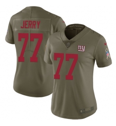 Women's Nike New York Giants #77 John Jerry Limited Olive 2017 Salute to Service NFL Jersey