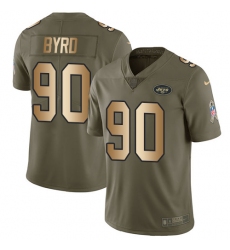 Youth Nike New York Jets #90 Dennis Byrd Limited Olive/Gold 2017 Salute to Service NFL Jersey