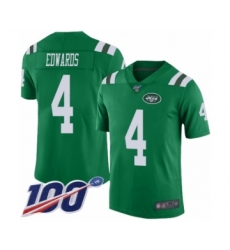 Men's New York Jets #4 Lac Edwards Limited Green Rush Vapor Untouchable 100th Season Football Jersey