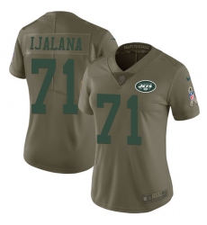 Women's Nike New York Jets #71 Ben Ijalana Limited Olive 2017 Salute to Service NFL Jersey