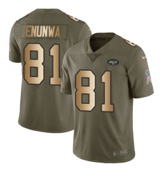 Men's Nike New York Jets #81 Quincy Enunwa Limited Olive/Gold 2017 Salute to Service NFL Jersey