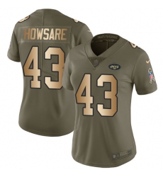 Women's Nike New York Jets #43 Julian Howsare Limited Olive/Gold 2017 Salute to Service NFL Jersey