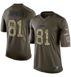 Men's Nike Detroit Lions #81 Calvin Johnson Elite Green Salute to Service NFL Jersey