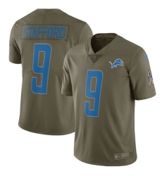 Men's Nike Detroit Lions #9 Matthew Stafford Limited Olive 2017 Salute to Service NFL Jersey